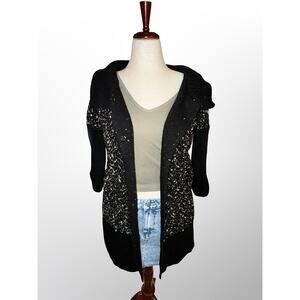 Women’s Maryline Made in Italy Black Textured Cardigan Size M